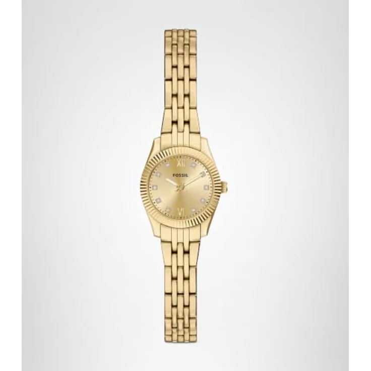Fossil Quarzuhr ES5474 SCARLETTE, Damenuhr aus Edelstahl, gold, 5 bar wasserdicht, Zirkonia besetzt – Bild 8