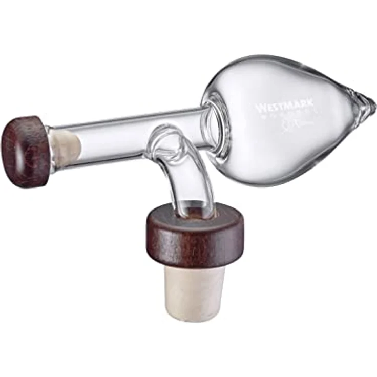 Westmark Portionierer, Fassungsvermögen: 35 ml, Für Spirituosen, Essig oder Öl, Luftdicht, Glas/Kunststoff/Holz, Gourmet, Transparent/Braun, 99033380 – Bild 1
