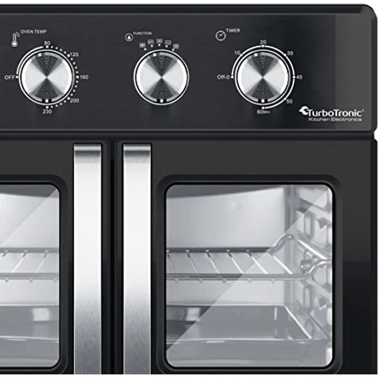 TurboTronic digitaler Heißluftofen - XXL 32 Liter mit Drehspieß für Hähnchen 4in1 Mini Backofen & Power Heißluftfritteuse Airfryer ab 80°C – Bild 3