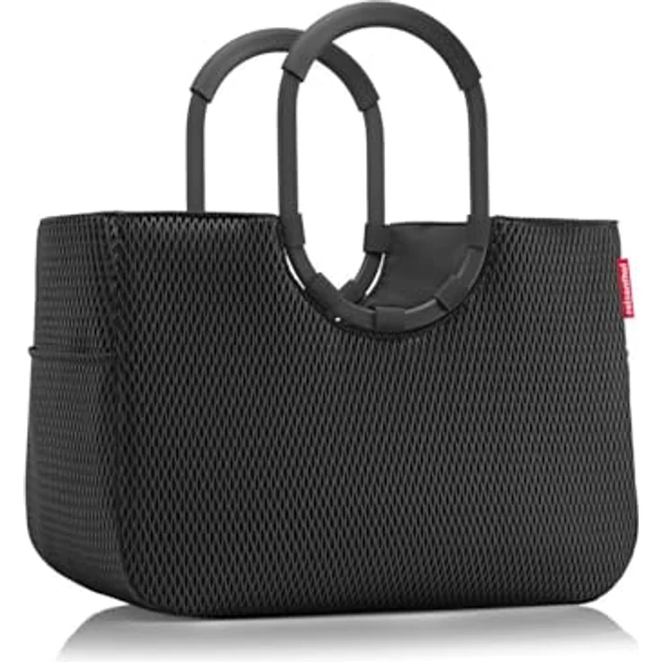 reisenthel loopshopper L mesh black, Einkaufstasche mit 25 l Volumen, schwarz, wasserabweisend, mit Innentasche und Aluminiumgriffen – Bild 2