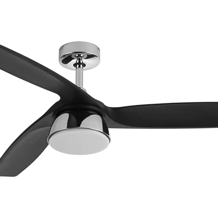 Lucci Air Bronx, Energiespar Deckenventilator mit LED Beleuchtung, Fernbedienung, 132 cm, Chrom glänzend, schwarz – Bild 2