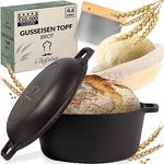 Chefarone® Gusseisen Topf Brot Backen Mit Deckel 4.6L - Brottopf 26CM - Robuster Brotbacktopf - Brotbackform Rund - Brotbacken