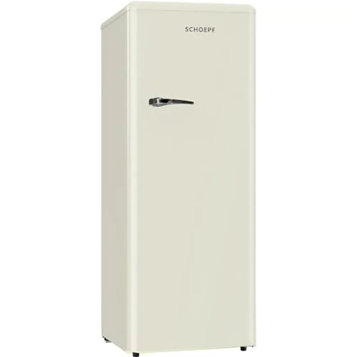 SCHOEPF Retro Vollraumkühlschrank RKS245CR, Creme, 238 Liter Nutzinhalt, Vintage Style, LED-Beleuchtung, Freistehend