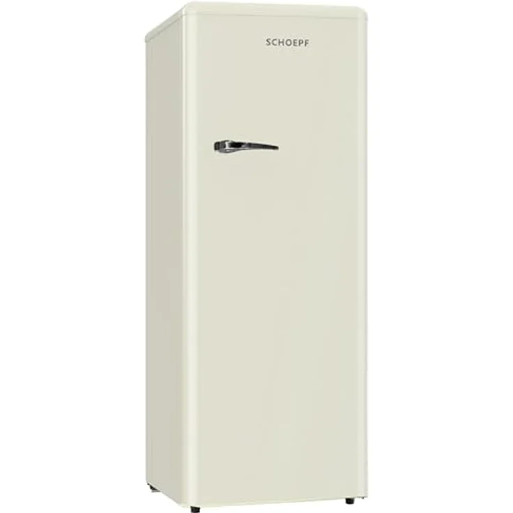 SCHOEPF Retro Vollraumkühlschrank RKS245CR, Creme, 238 Liter Nutzinhalt, Vintage Style, LED-Beleuchtung, Freistehend – Bild 1