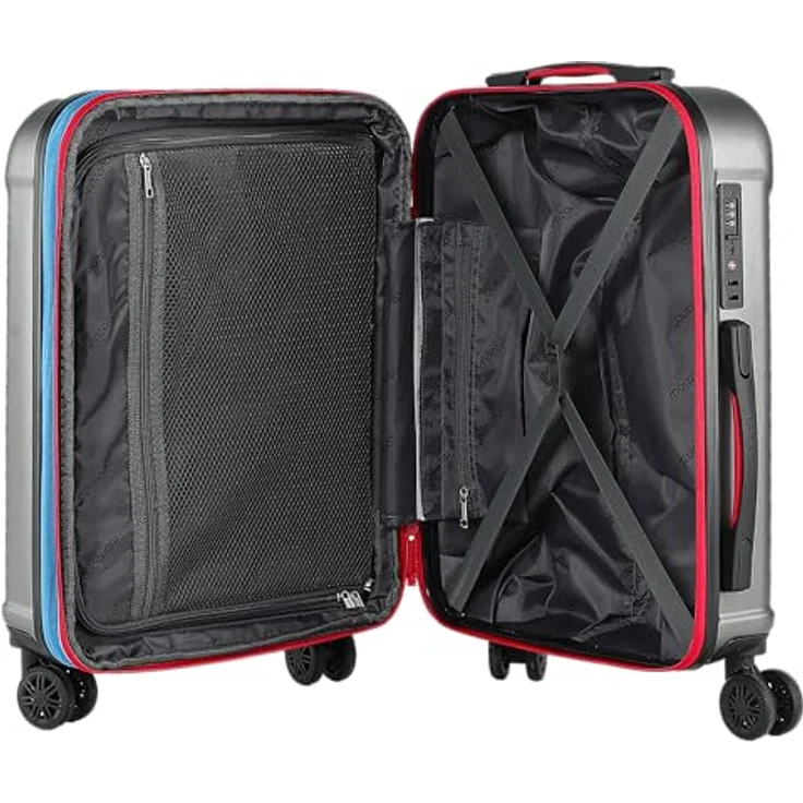 MONZANA® Kofferset 3tlg Hartschalenkoffer M-L-XL, grau, erweiterbar mit TSA Schloss, 4 Doppelrollen, ABS+PC Material, komfortable Gel-Griffe – Bild 3