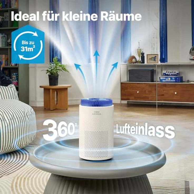 COWAY AIRMEGA 50, Luftreiniger für Schlafzimmer & kleine Räume, CADR 120,1 m³/h, ultra-leise mit 18,4 dB, Auto-Modus, entfernt 99,999% Feinstaub, Pollen & Tierhaare – Bild 2
