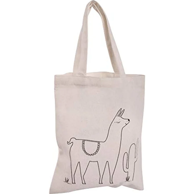 Rayher Baumwoll-Tasche m. Druck, Lama, natur, 20x25cm – Bild 1