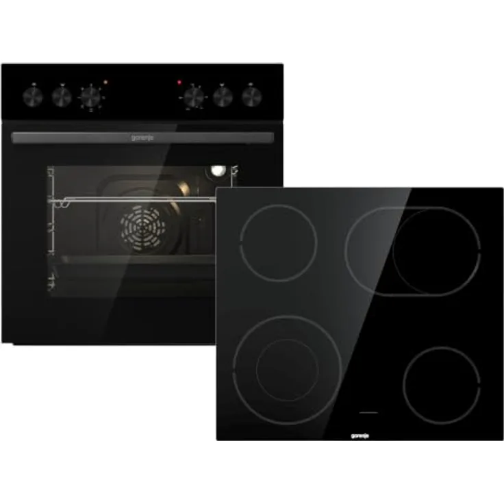 Gorenje Red Pepper Set ACB com Einbauherd BCA6715AO1BK mit 6 Backofenfunktionen und Glaskeramikkochfeld ECDA643SC, 60 cm