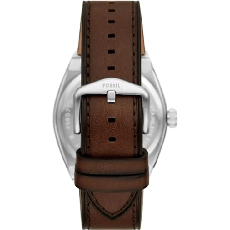 Fossil Herren Analog Quarz Uhr mit Leder Armband FS6071, 42mm Edelstahlgehäuse, cremefarbenes Zifferblatt, braunes Band, wasserdicht bis 50m – Bild 4