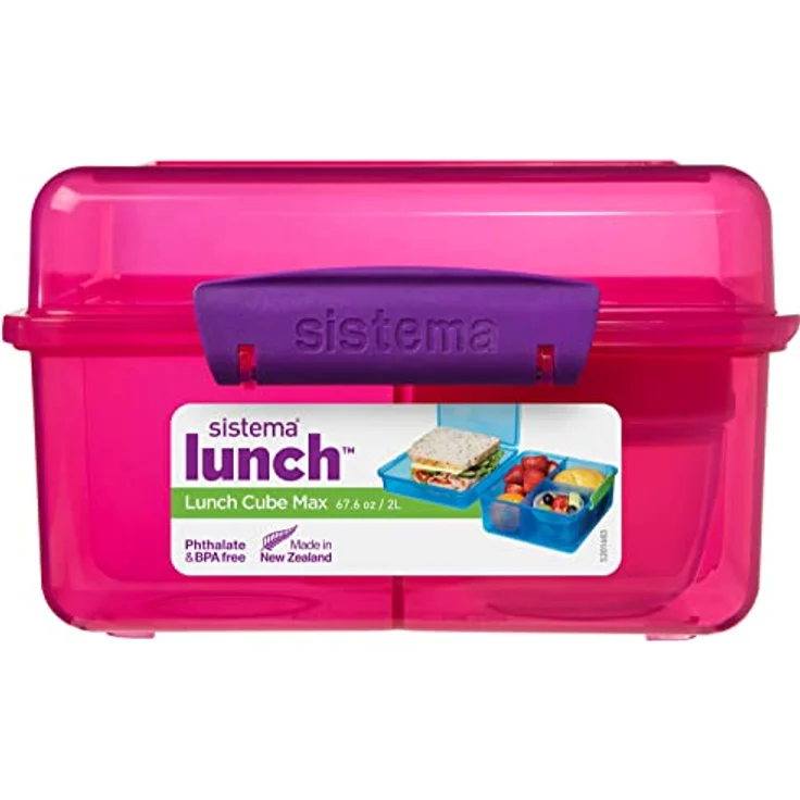 Sistema TO GO-Lunchbox und Frischhaltedose für Kinder | 2 Twist 'n' Sip-Wasserflaschen für Kinder, 2 Lunch Cube Max Vorratsdosen mit Trennfächern und 2 auslaufsichere Joghurtbehälter | BPA-frei – Bild 4