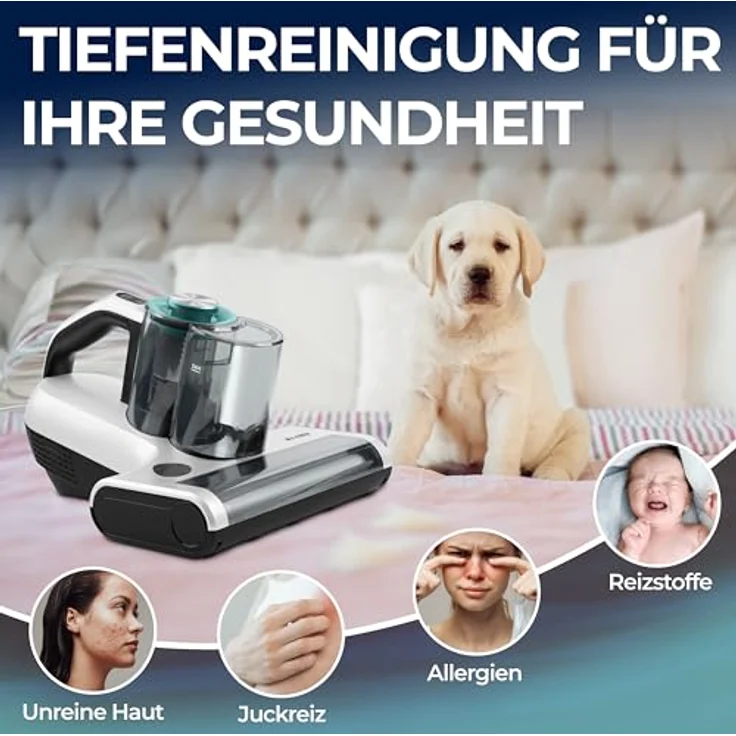KLAMER Milbenstaubsauger UV-Licht, 18kPa & 450W, beutellos mit Milben-Sensor, Ultraschall, HEPA-Filter, entfernt 99,9% Milben und Allergene – Bild 6