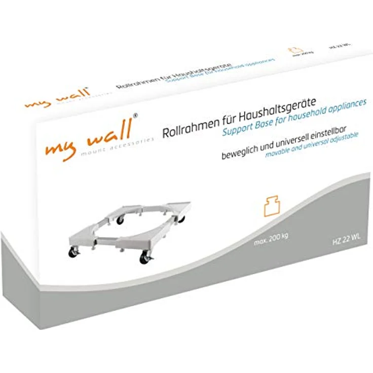 myWall HZ22WL Rollrahmen für Haushaltsgeräte - ideal für Waschmaschienen-Trockner, bis 200Kg weiß – Bild 2