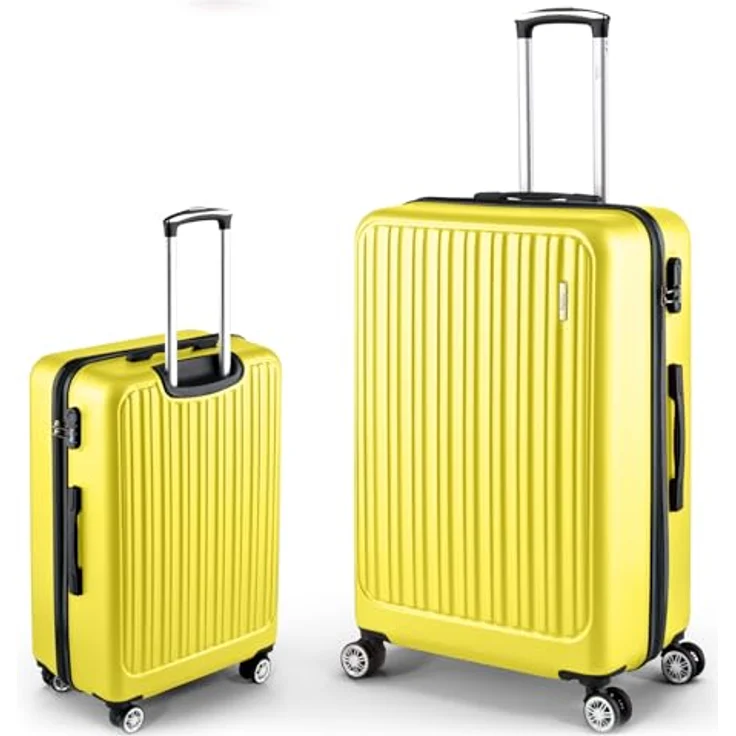 Easy Move ABS Hartschalenkoffer, Mittelgroßer Trolley mit 360° Rädern, integriertes Zahlen-Schloss, Gelb, 65cm – Bild 1