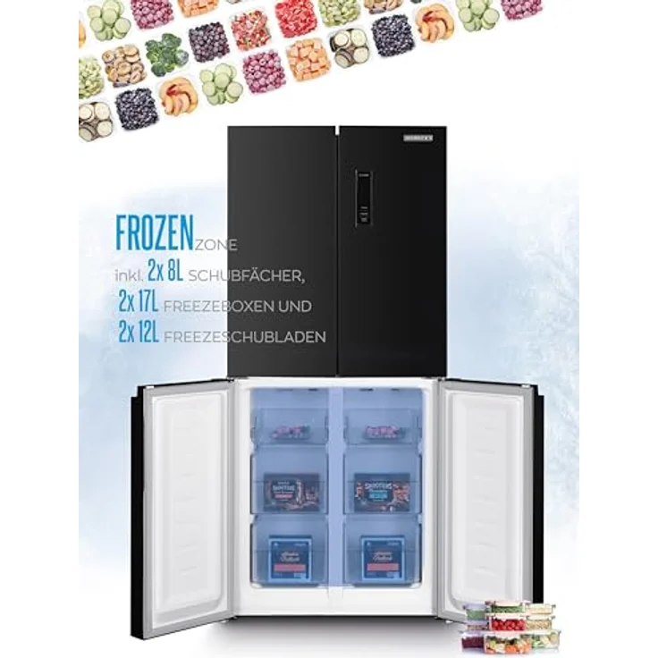 Heinrich's Cross Door Kühlschrank, Kühlgefrierkombination mit 421L Gesamtvolumen, Total-No-Frost, 150L Gefriervolumen, LED Beleuchtung, Multi-Airflow und Fresh Converter System – Bild 5