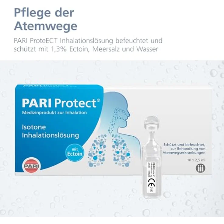 PARI MucoClear Protect 3% NaCl Inhalationslösung mit Ectoin – Hypertone Kochsalzlösung zum Inhalieren – für Säuglinge, Kinder und Erwachsene – 10 Ampullen á 5ml – Steril, ohne Konservierungsstoffe – Bild 4