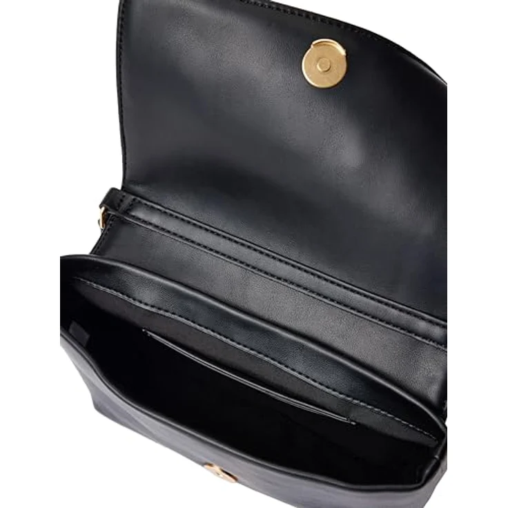 Calvin Klein RAISED CK FLAP CROSSBODY Umhängetasche, Damen-Schultertasche aus Lederimitat in Schwarz mit CK-Logo, Magnetverschluss und Steckfächern – Bild 3