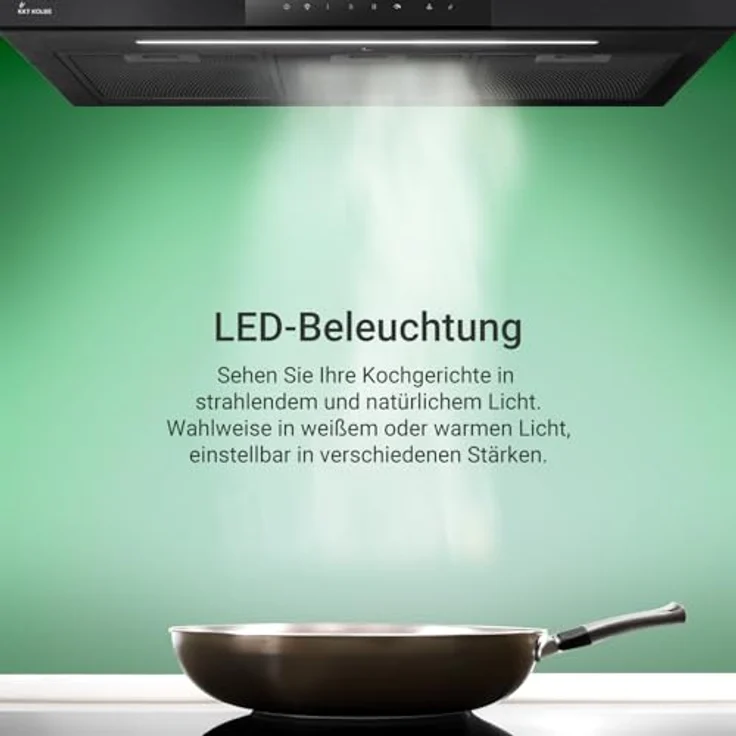 KKT KOLBE SHAPE9005S Dunstabzugshaube 90 cm | A+++ | 754 cbm/h | Wandhaube | Umluft/Abluft | Automatik-Modus | schwarz | Glas | Bi-Color LED Beleuchtung | Touch Bedienung | Nachlaufautomatik – Bild 5