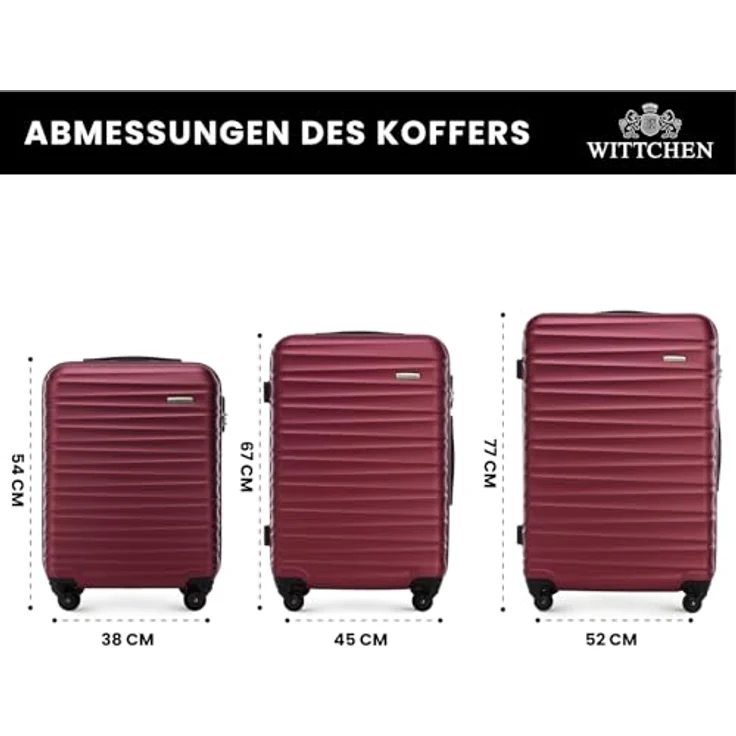 WITTCHEN Reisekoffer 3er Set, Hartschale ABS, 4 Spinner-Rollen, Zahlenschloss, kastanienbraun, für Airlines geeignet – Bild 2