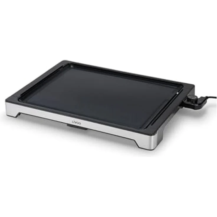 Livoo Plancha XXL, Tischgrill mit 2000 W, Antihaftbeschichtung und abnehmbarem Thermostat, Schwarz – Bild 1
