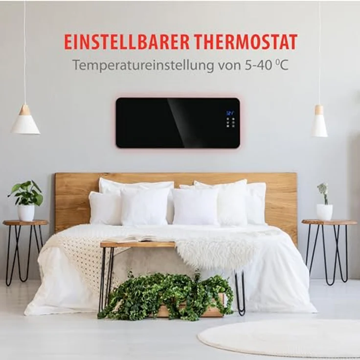 alpina Elektroheizkörper 2000W - Heizkonvektor mit Einstellbarer Temperatur - Timerfunktion, Schwarz – Bild 9