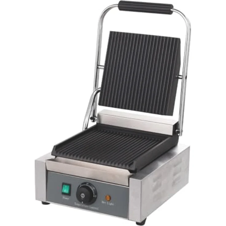 GastroHero Kontaktgrill Elektro-Kontaktgrill ECO 1,8 kW, gerillt, 1800 W, Edelstahl, Temperaturregelung von 50-300°C – Bild 2