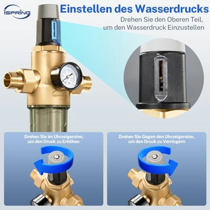 ISpring Rückspülfilter mit Druckminderer, 50 Mikron für effektive Wasserfiltration – Bild 3