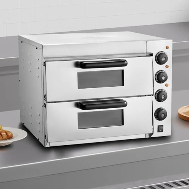 VEVOR Kommerzieller Pizzaofen FY-EP-2, elektrischer Edelstahl-Pizzaofen mit 2-lagigem Design, 16 Zoll und präziser Temperatursteuerung, Silber – Bild 8