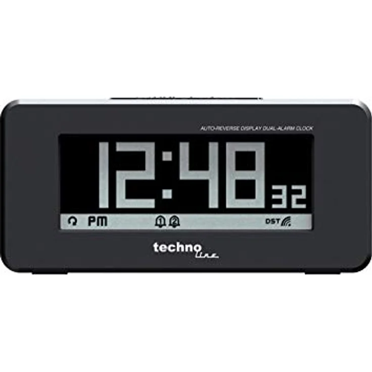 Technoline WT295 Funkwecker, DCF-77 mit positiv-und Negativ-Display, Kunststoff in Matt Schwarz, 2 Weckalarme, Datums- und Temperaturanzeige, Countdown-Funktion – Bild 2