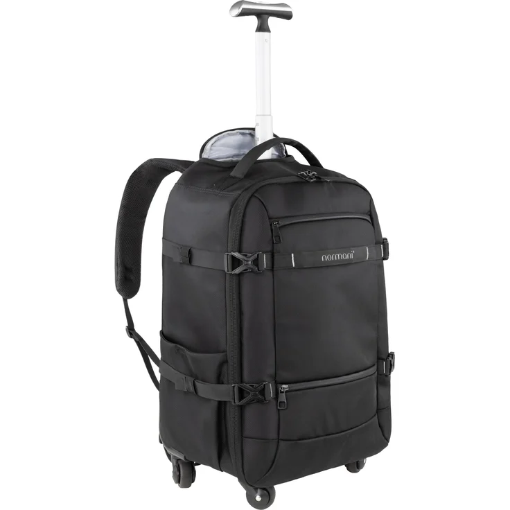 Normani Noyon 9647, Koffer-Reiserucksack mit Trolleyfunktion, schwarz, 37 l, Handgepäck bis 50 l, wasserabweisend, mit verstärkten Tragegriffen und Schultergurten