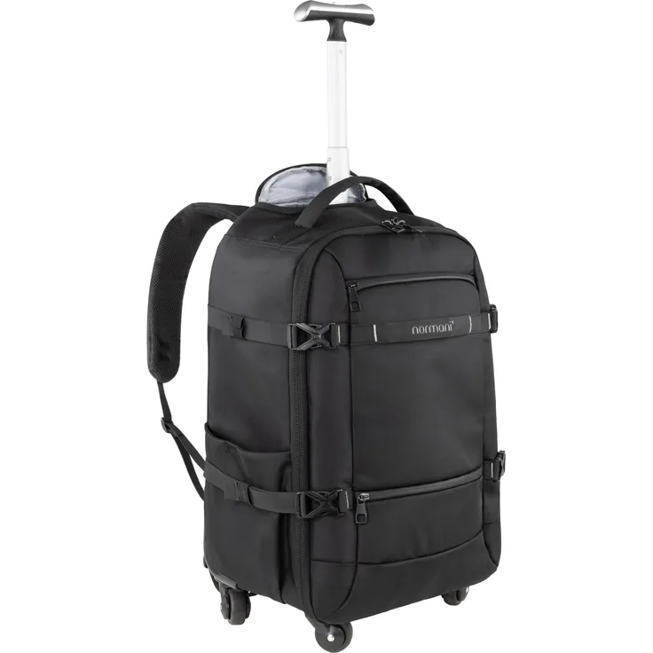 Normani Noyon 9647, Koffer-Reiserucksack mit Trolleyfunktion, schwarz, 37 l, Handgepäck bis 50 l, wasserabweisend, mit verstärkten Tragegriffen und Schultergurten