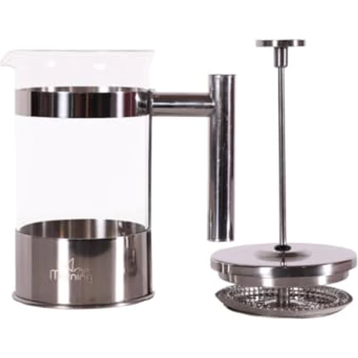 Any Morning French Press Kaffeebereiter, Edelstahl-Kaffeekanne mit Borosilikatglas, 600 ml, für frischen Filterkaffee und Cold Brew, Silber – Bild 2