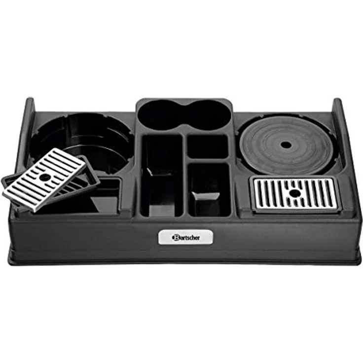 Bartscher Kaffee- / Teestation 2190, für 2 Isolierkannen Ø max. 19 cm, 190154, Schwarz, mit 5 Staufächern und verstellbarem Kunststoffeinsatz – Bild 2