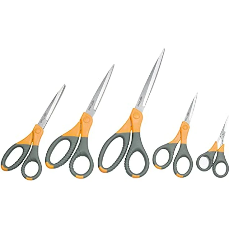 Wedo 9858 Universalschere (Titan plus, beschichteter Edelstahl, mit Spezialschliff, gummierte Softgriffe auch für Linkshänder, 21,5 cm) grau/gelb – Bild 3