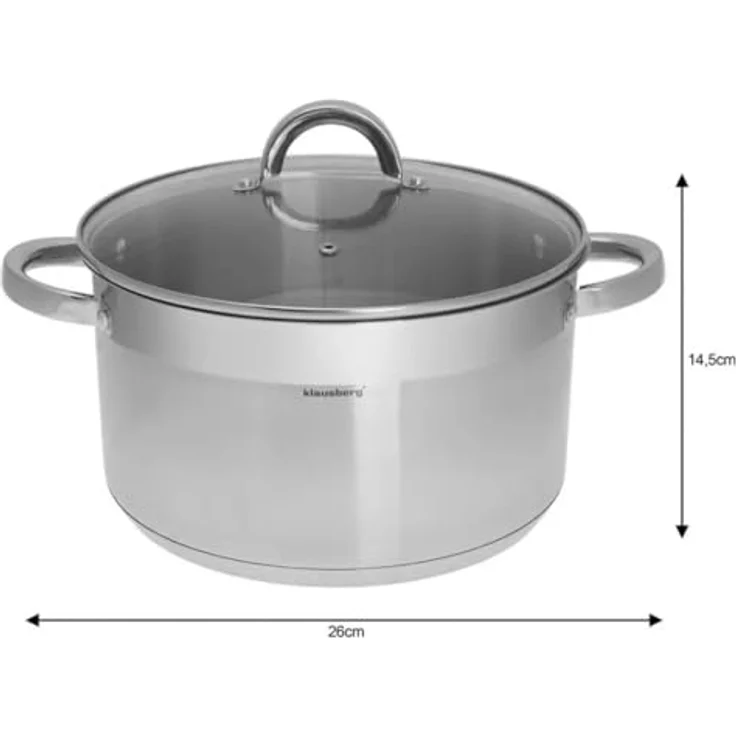 7,5 Liter 26 x 16cm Edelstahl Rostfrei Premium Topf Kasserolle mit Deckel – Bild 3
