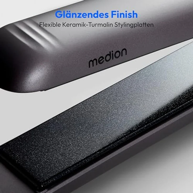 MEDION LIFE® HS1 Glätteisen, Keramik-Turmalin-Platten, 5 Hitzestufen (165-210°C), Ionen-Technologie, Display, Abschaltautomatik, schwarz – Bild 2