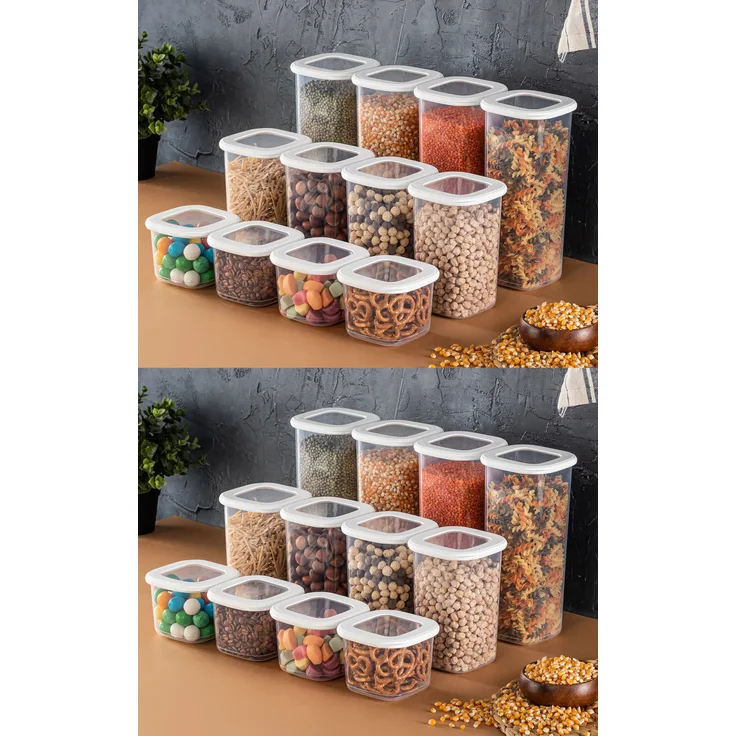 Hermia Concept, Erika, (24 Stücke), Aufbewahrungsbox -Set, Weiß, 100% Plastik, Mikrowellengeeignet, Spülmaschinengeeignet