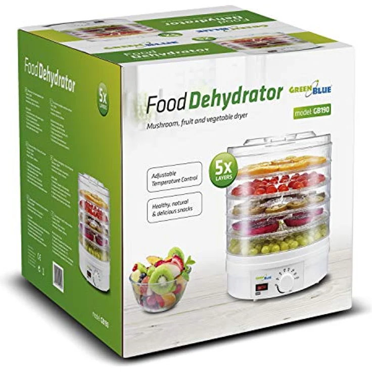 Greenblue GB190 Dörrautomat, Trockner für Pilze, Gemüse und Obst, 250 Watt, 5 Ebenen, weiß – Bild 9