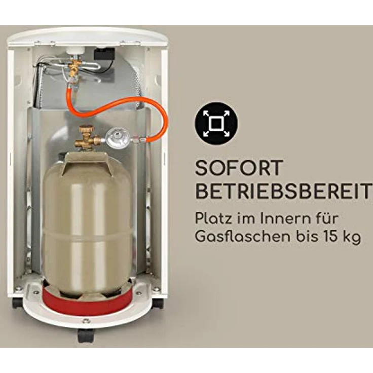 blumfeldt Bonaparte Gasheizung - Gasofen mit 3 Leistungsstufen 1600, 2600 und 4200 Watt, Katalytofen für Gasflaschentyp: 5kg bis 15kg, integrierter Piezozünder, Infrarot-Keramikbrenner, weiß – Bild 4