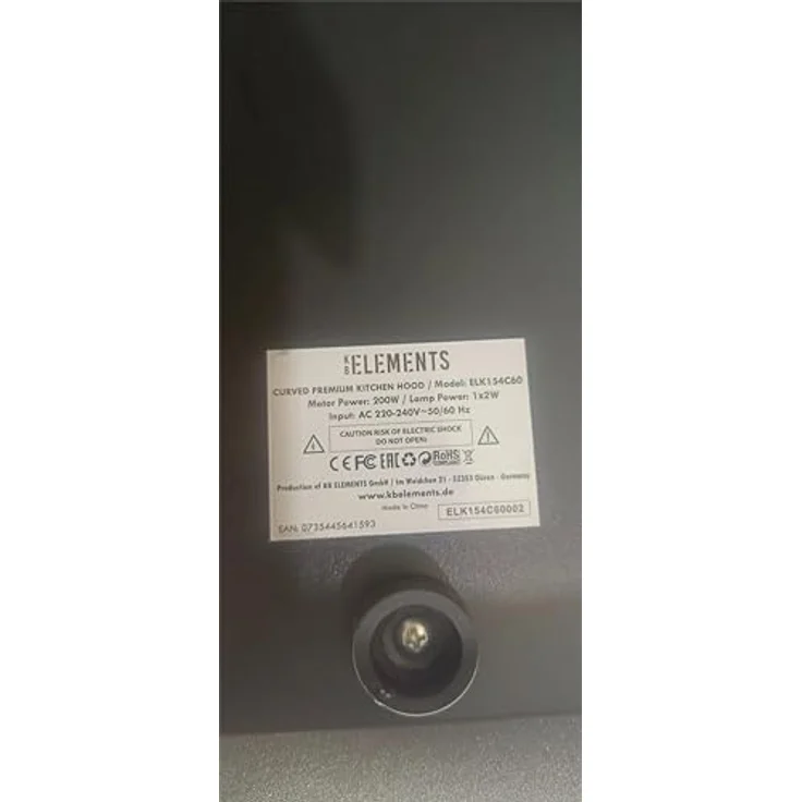 KB ELEMENTS ELK154C60 Dunstabzugshaube 60cm, Umluft/Abluft, 650m³/h Saugleistung, Touch-Gestensteuerung, Selbstreinigungsfunktion, elegante Curved-Glas-Oberfläche – Bild 3