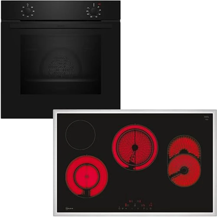 NEFF BX18B Einbau-Herd-Set N30, Integrierbare Herd-Kochfeld-Kombination 60 cm breit, CircoTherm, Schnellaufheizung, LED-Display, Touch Control, Powerstufe, Bräterzone Schwarz - Preisvergleich – Bild 1