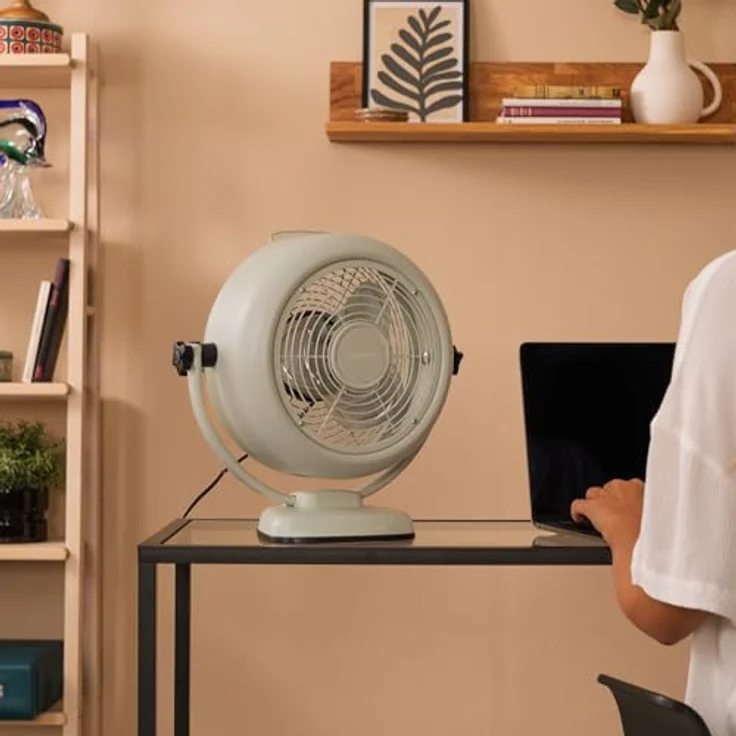 Cecotec EnergySilence 800 RetroDesk, Tischventilator mit 20 W Leistung, 20 cm Durchmesser, 3 aerodynamische Flügel, 2 Geschwindigkeiten, beige – Bild 4