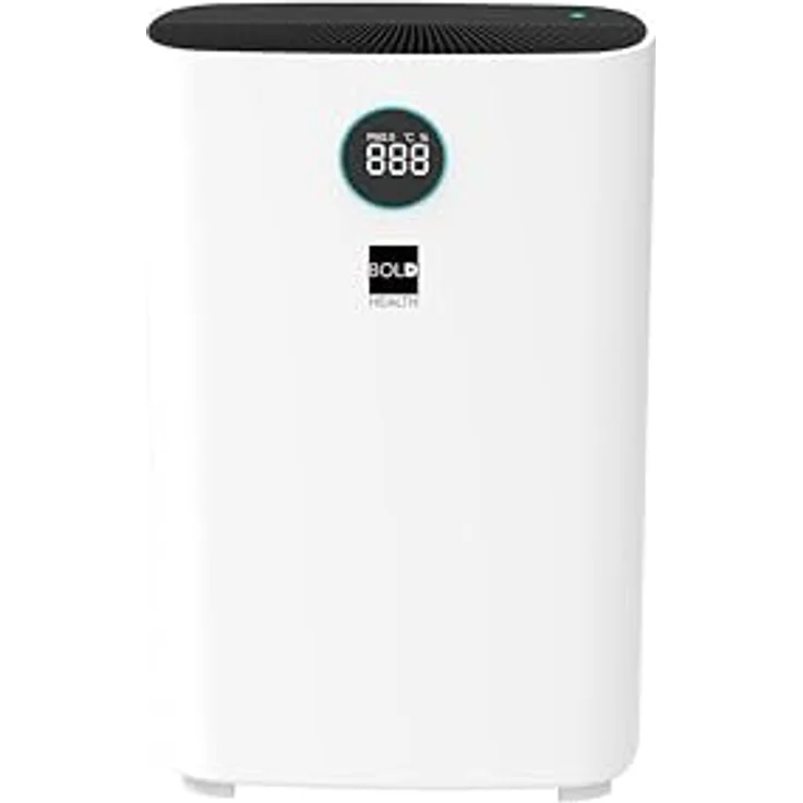 BOLD Luftreiniger - True Hepa 13 Feinstaub-Filter, Ionisator, 4-fach Filter, Smart Home App (31m² | Allergiker geeignet | 99,97% Effektivität | Nachtmodus | UVC-Desinfektion | Automatisierbar) - Weiß