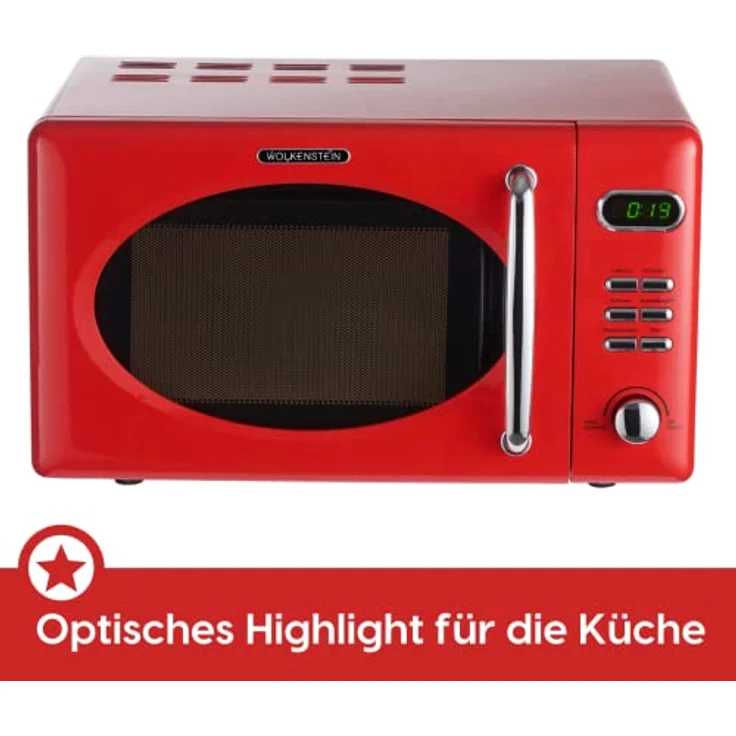 Wolkenstein MW720 FRW RETRO Mikrowelle, Standgerät, 700 Watt, 20 Liter Garraum, rot – Bild 5