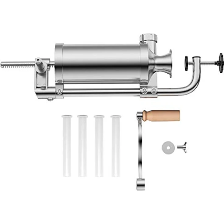 COSTWAY Wurstfüllaufsatz Wurstfüller, 1,5L, 4 Füllrohre (15/Ø19/Ø22/Ø25mm), Aluminium/Kunststoff, rutschfeste Schraubzwingenbefestigung – Bild 10