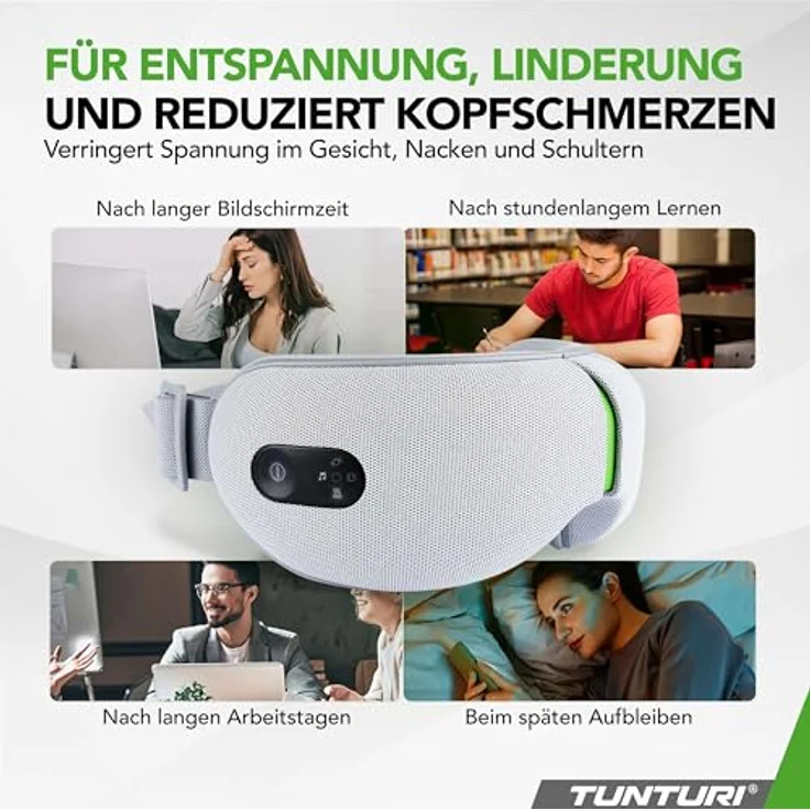 Tunturi EM50 Augenmassagegerät, Entspannung gegen Müdigkeit, 5 verschiedene Modi, 1,5 Stunden Akkulaufzeit – Bild 3