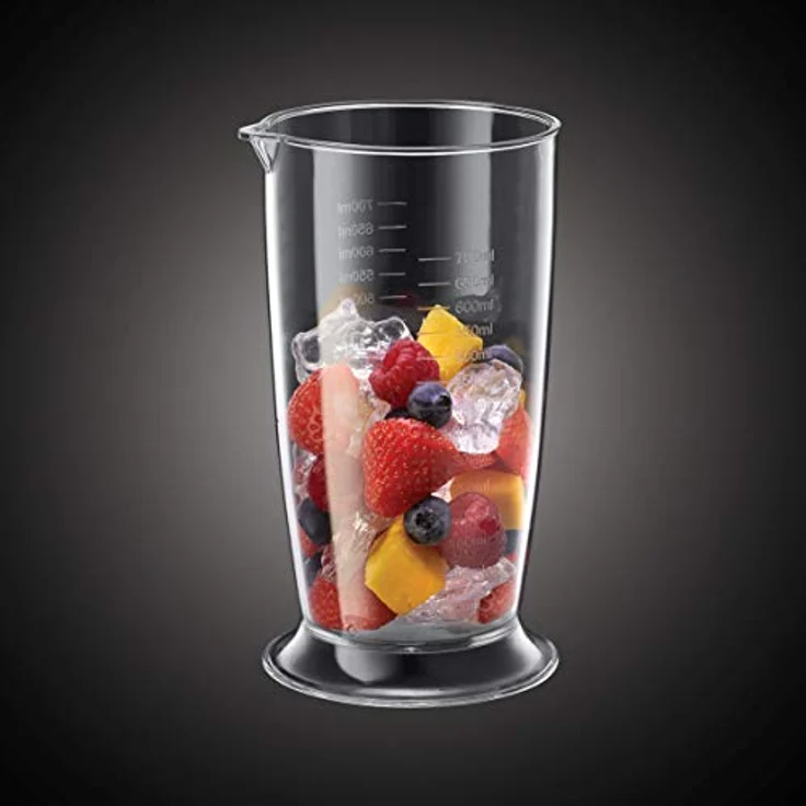 Russell Hobbs Stabmixer Desire 500W, 2 Geschwindigkeitsstufen, spülmaschinengeeigneter Mix-Messbecher 700ml, BPA-frei, Zerkleinerer, Pürierstab für Smoothie, Suppen, Joghurt, Saucen, Babynahrung 24690-56 – Bild 4