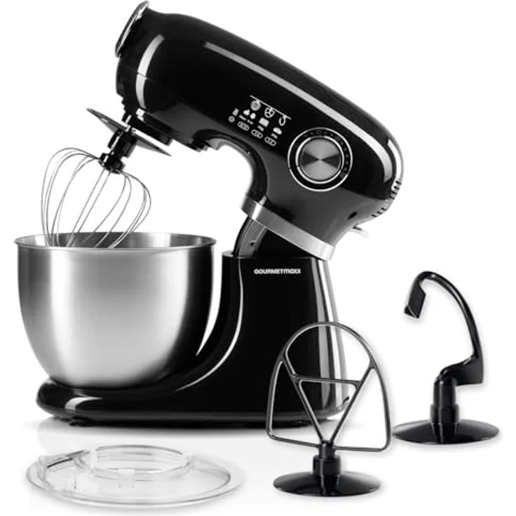 GOURMETmaxx Küchenmaschine & Rührgerät | Multifunktionale Küchenhilfe inkl. Rührschüssel und Aufsätze | Leistungsstarker Mixer mit Schneebesen und mehr | Elektrische Knetmaschine [schwarz] - Preisvergleich – Bild 1