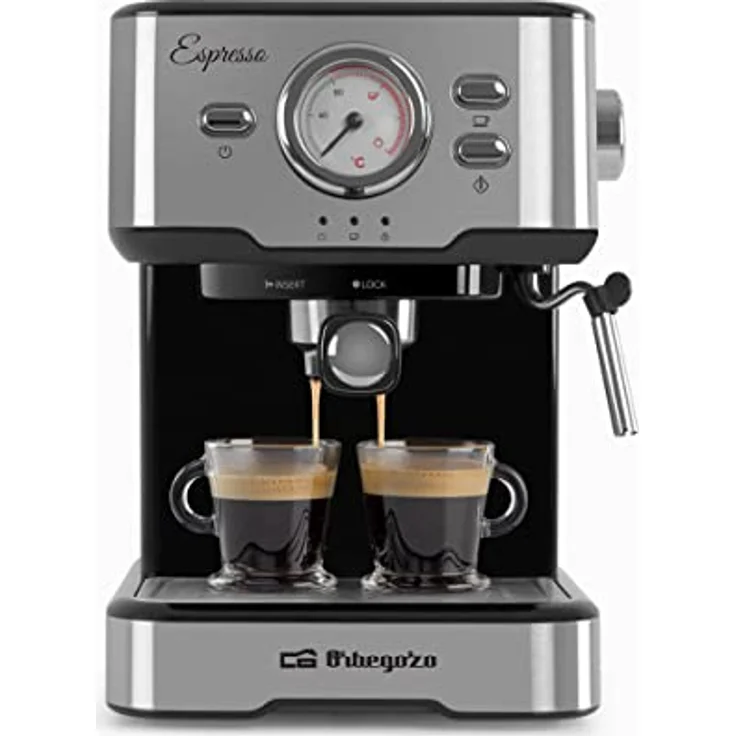 Orbegozo EX 5500 - Kaffeemaschine für Espresso und Cappuccino, 20 bar Druck, Thermometer, herausnehmbarer Behälter von 1,5 Liter, Dampfsprüher, 1100 W, mehrfarbig – Bild 2