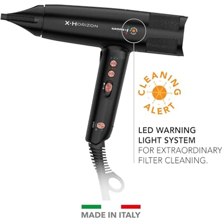 GAMMA+ X-Horizon Ionic Haartrockner, 290 g Ultraleichter Haartrockner Leise, Dual Ionic Technology, Made in Italy (Schwarz, SCHUKO-Stecker) – Bild 3