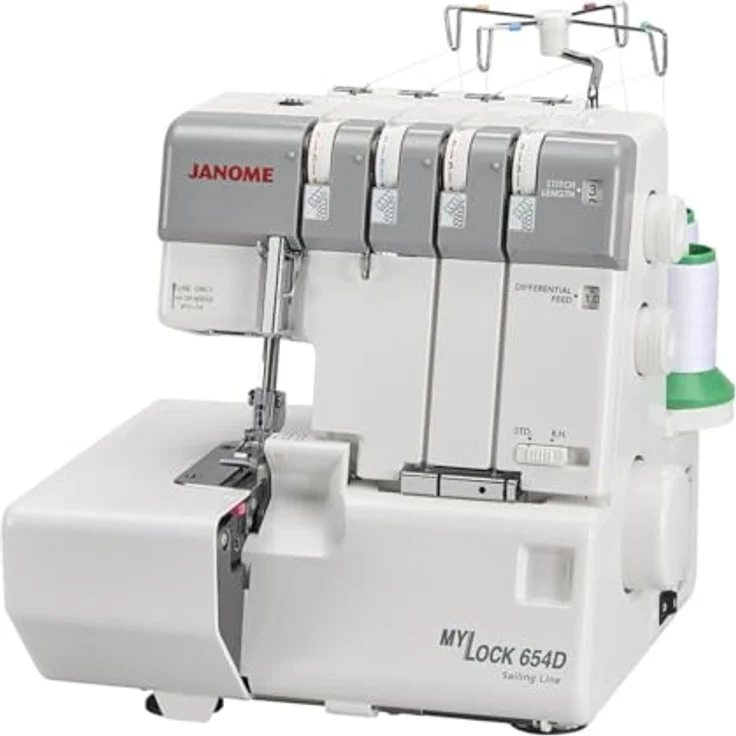 Janome My Lock 654D Sailing Line, Overlock-Nähmaschine mit 2-, 3- und 4-Faden-Stichen, robuste Metallgrundplatte, differentialtransport – Bild 3